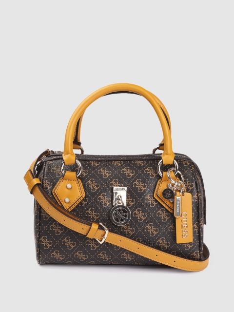 

GUESS Brown Brand Logo Print Handheld Bag