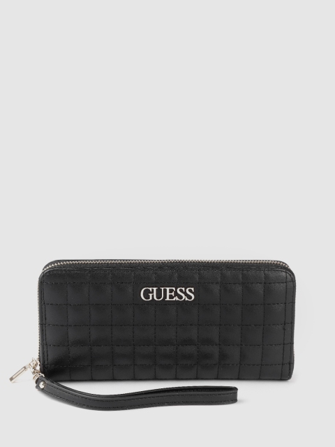 

GUESS Women Black Quilted Zip Around Wallet