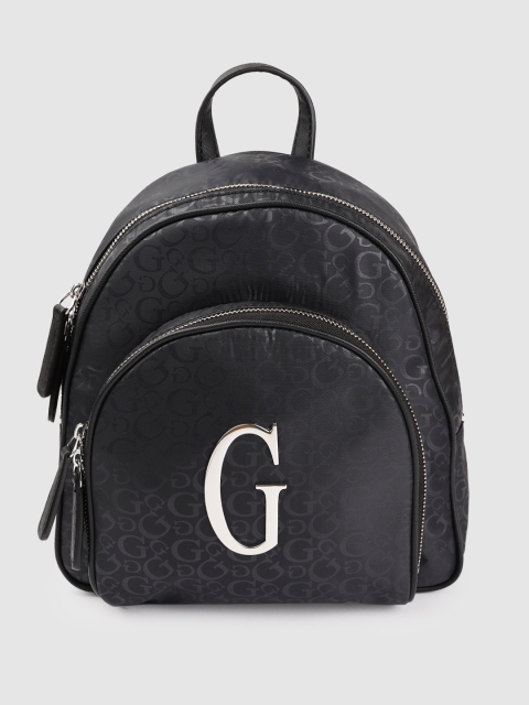 

GUESS Women Black Brand Logo Print Backpack 9.7 L