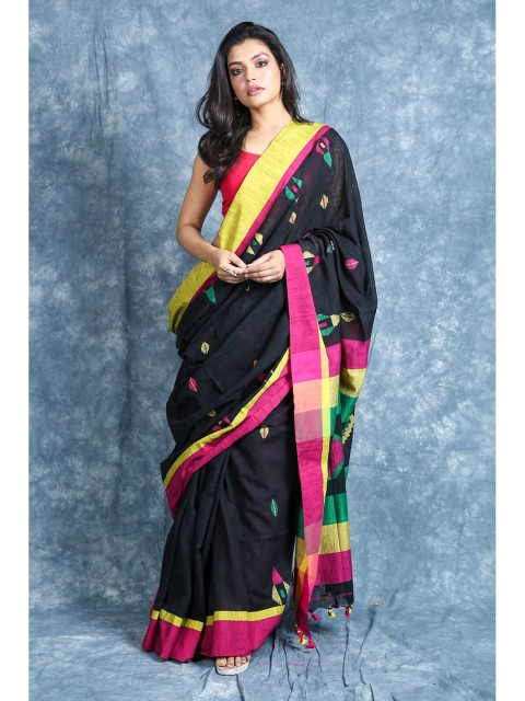 

Arhi Black & Pink Embroidered Saree