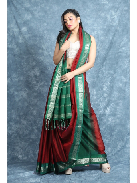 

Arhi Red & Green Woven Design Zari Saree