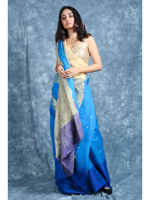 

Arhi Blue & Beige Ethnic Motifs Saree