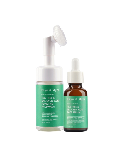 

ZM Zayn & Myza Set of Tea Tree Face Wash 100ml & Face Serum 30ml, Green