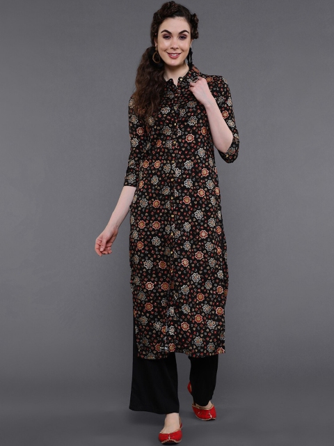 

saubhagya Women Black & Red Ethnic Motifs Printed Kurta