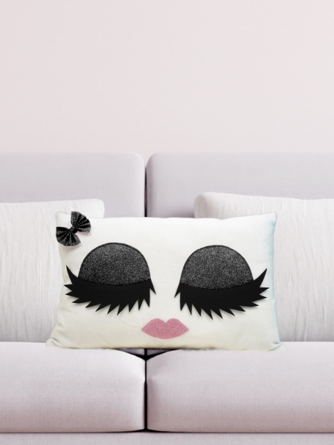 

Crazy Corner White & Black Eye Lash Plush Cushion