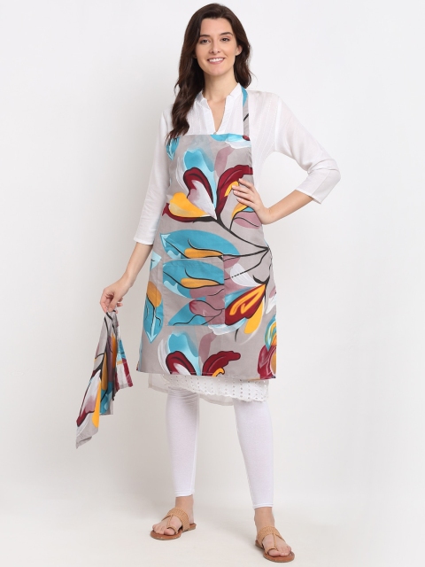 

Dhrohar Grey & Yellow Printed 210TC Apron With Front Centre Pocket & Napkin