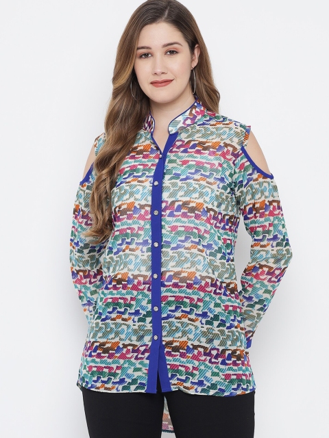 

MAXENCE Multicoloured Printed Asymmetric Hem Kurti, Multi