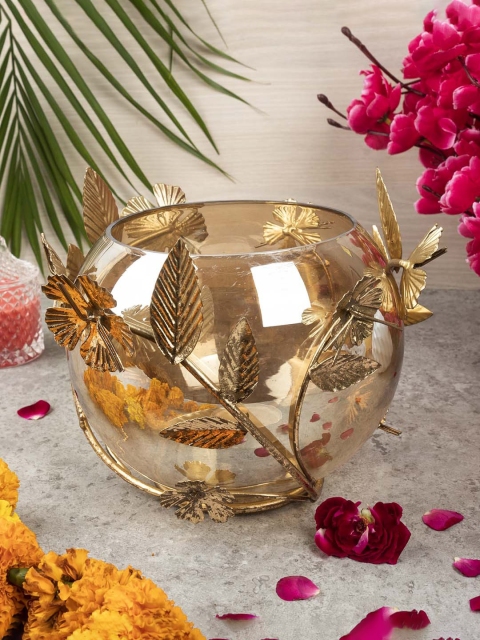 

MARKET99 Gold-Toned Votive Candle Holder With Leaf