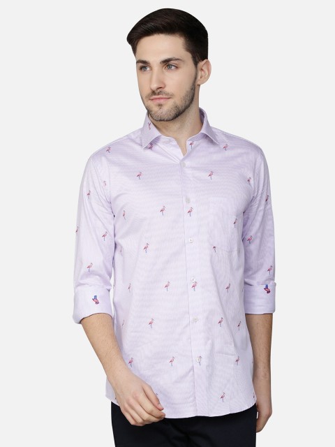 

Callino London Men Purple Standard Printed Semiformal Shirt