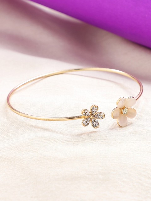 

AQUASTREET Women Rose Gold & White Crystals Gold-Plated Bangle-Style Bracelet