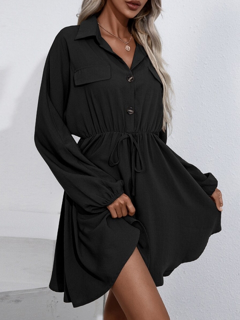 

URBANIC Black Solid Shirt Dress