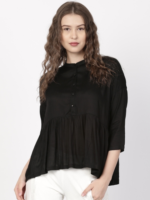 

ether Women Black Solid Shirt Style Top