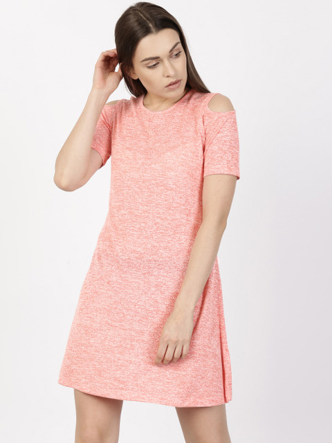 

ether Women Red Self Design A-Line Dress