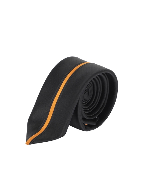 

Alvaro Castagnino Men Black & Orange Woven Design Skinny Tie