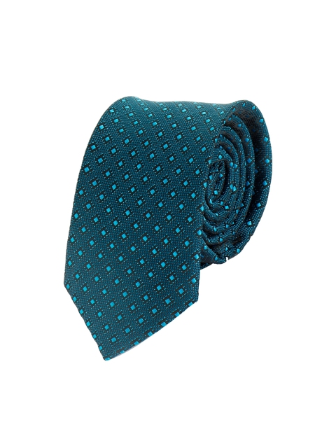 

Alvaro Castagnino Men Teal Blue Woven Design Skinny Tie