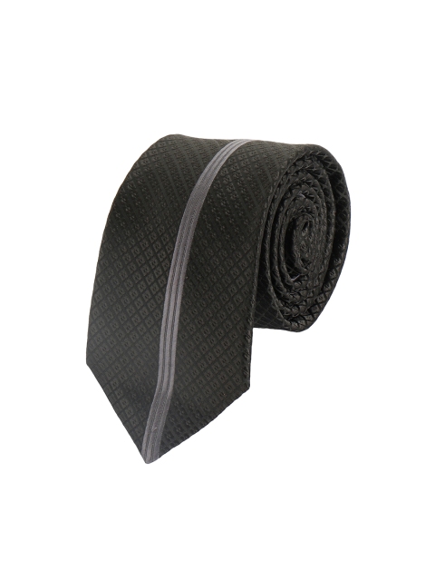 

Alvaro Castagnino Men Black & Grey Woven Design Skinny Tie