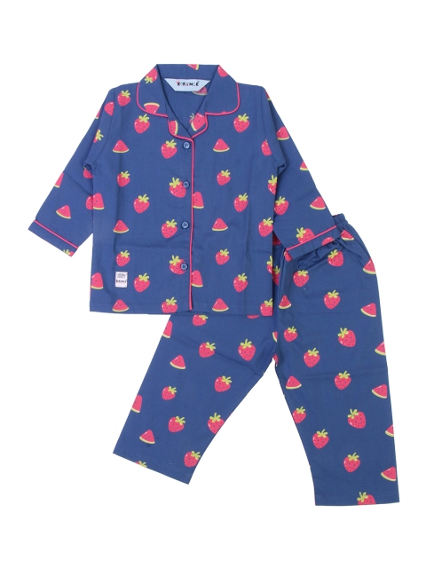 

Enfance Kids Blue & Pink Printed Pure Cotton Night suit
