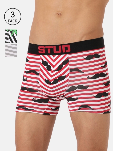 

RAD.MAD.BAD Men Pack of 3 Striped Trunks, Green
