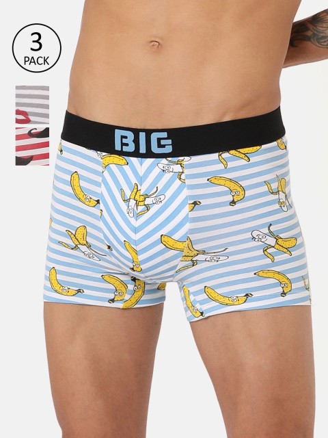 

RAD.MAD.BAD Men Pack Of 3 Striped Trunks, Blue