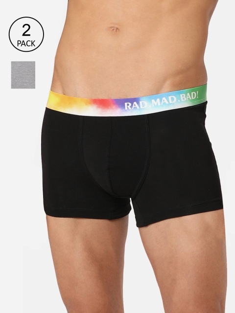 

RAD.MAD.BAD Men Pack Of 2 Solid Trunks RMB-LVR-TR-BL-G, Black