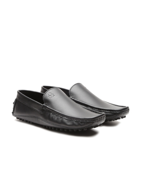 

United Colors of Benetton Men Black Genuine Leather Driving Shoes