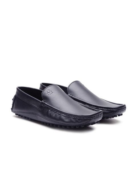 

United Colors of Benetton Men Navy Genuine Leather Driving Shoes, Navy blue