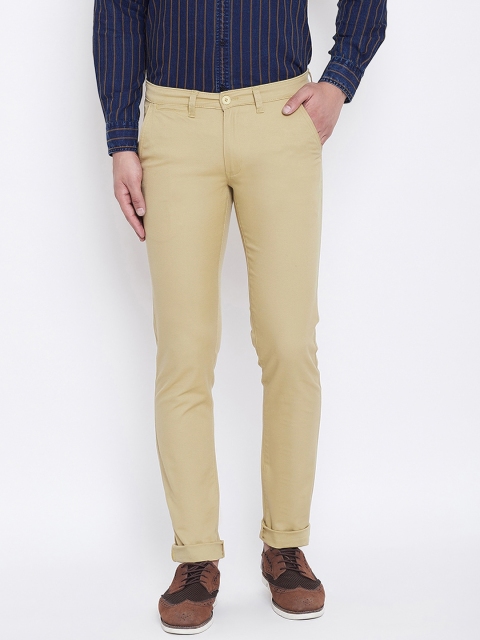 

Canary London Men Khaki Smart Slim Fit Wrinkle Free Trousers