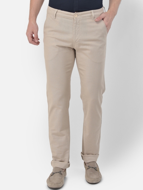 

Canary London Men Beige Smart Slim Fit Wrinkle Free Chinos Trousers