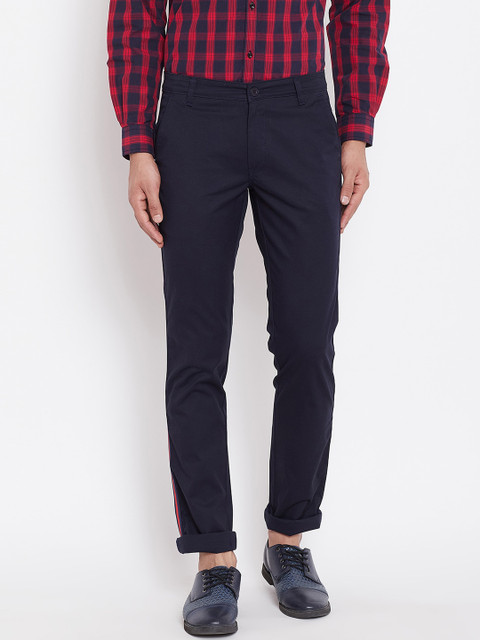 

Canary London Men Navy Blue Smart Slim Fit Chinos Trousers