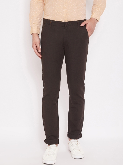 

Canary London Men Brown Smart Slim Fit Cotton Wrinkle Free Trousers