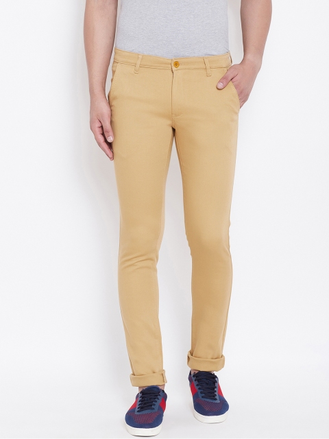 

Canary London Men Khaki Smart Slim Fit Wrinkle Free Chinos