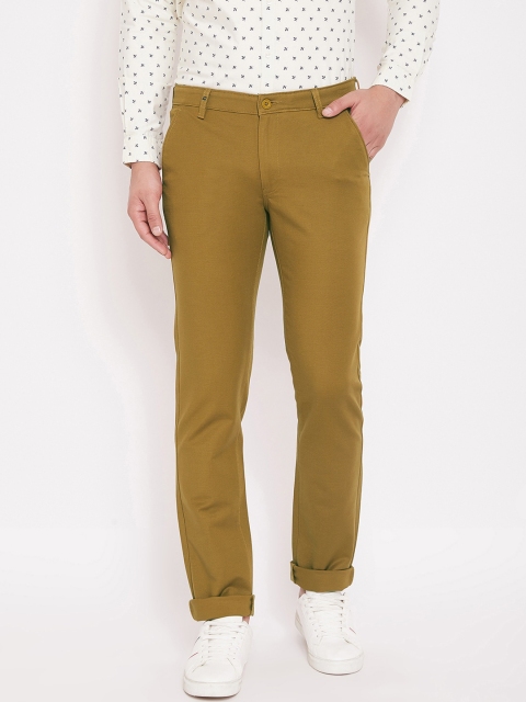 

Canary London Men Khaki Smart Slim Fit Wrinkle Free Trousers