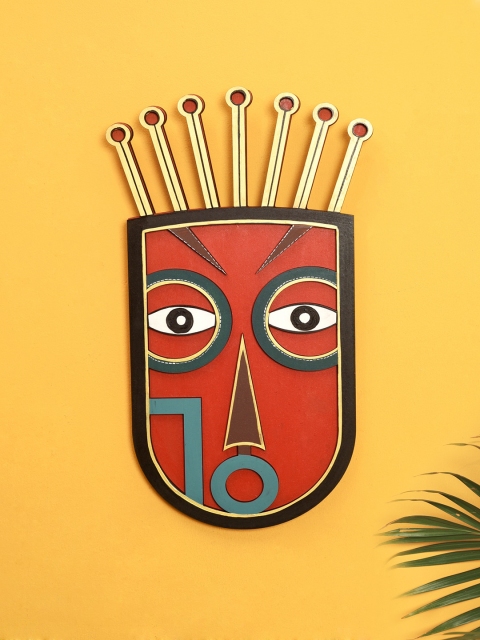 

AAKRITI ART CREATIONS Orange & Black Sunny Simon Wall Decor Mask