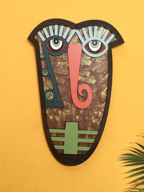 

AAKRITI ART CREATIONS Brown & Green Polite Paul Wall Decor Mask