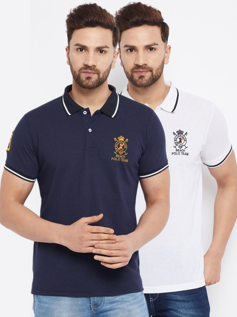

THE MILLION CLUB Men White Polo Collar T-shirt
