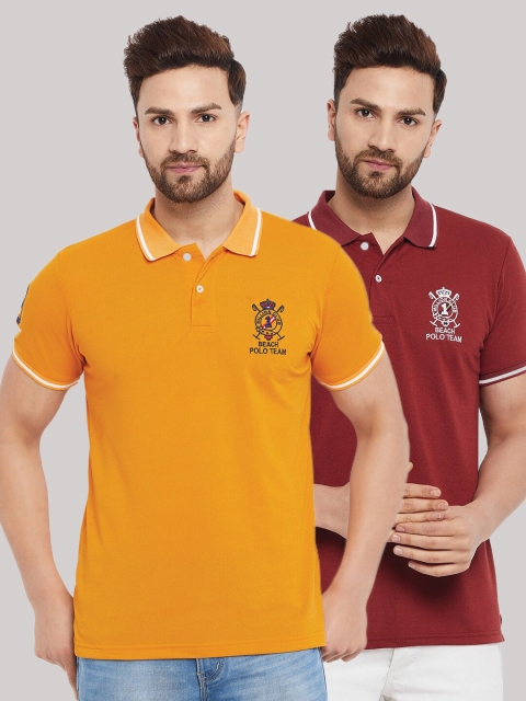 

THE MILLION CLUB Men Yellow Polo Collar T-shirt