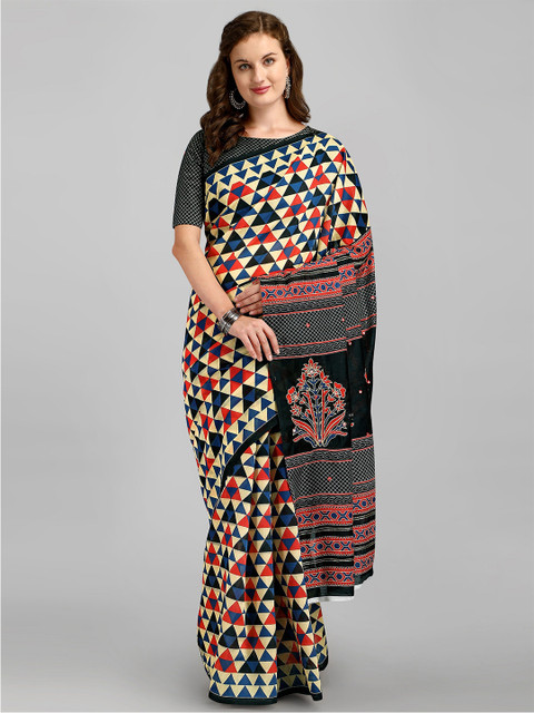 

Iris Black & Orange Silk Blend Saree