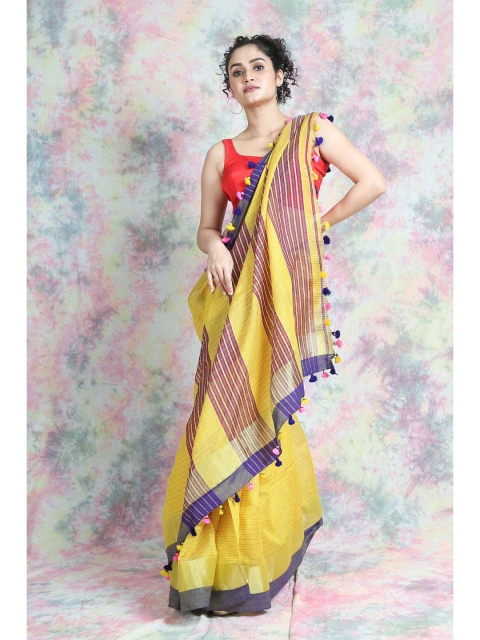 

Arhi Yellow & Purple Woven Design Saree