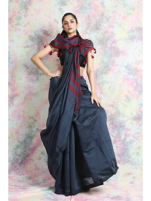 

Arhi Grey & Red Striped Saree