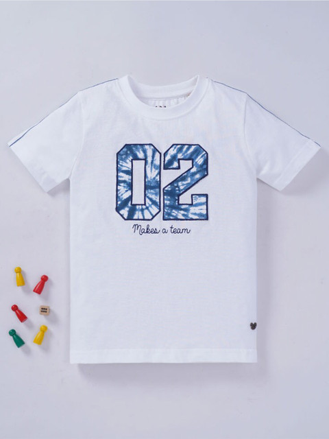 

Ed-a-Mamma Boys White Typography Printed T-shirt