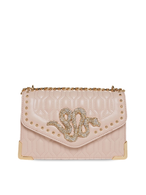 

ALDO Women Beige Embellished Structured Sling Bag with Quilted