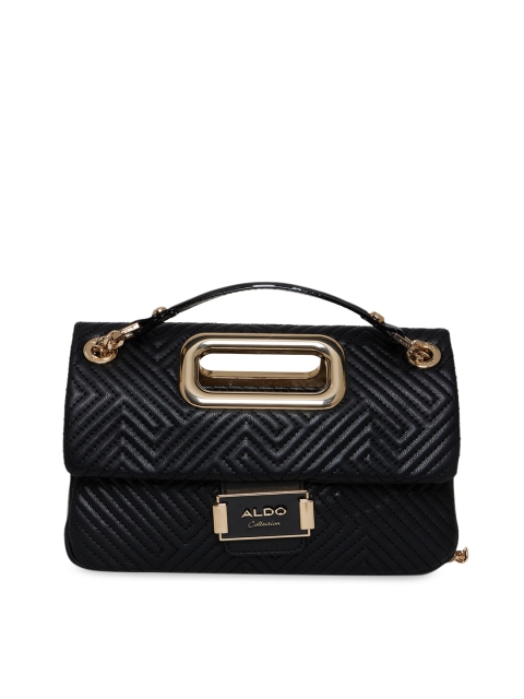 

ALDO Black Geometric Textured Structured Satchel with Quilted
