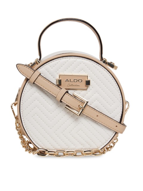 

ALDO Beige & White Structured Satchel Bag with Quilted