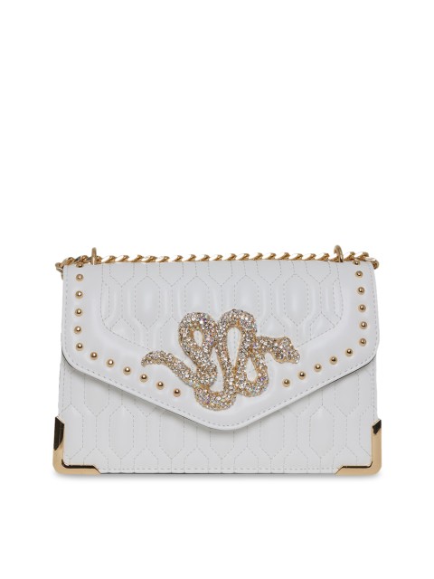 

ALDO Women White Embellished Structured Sling Bag