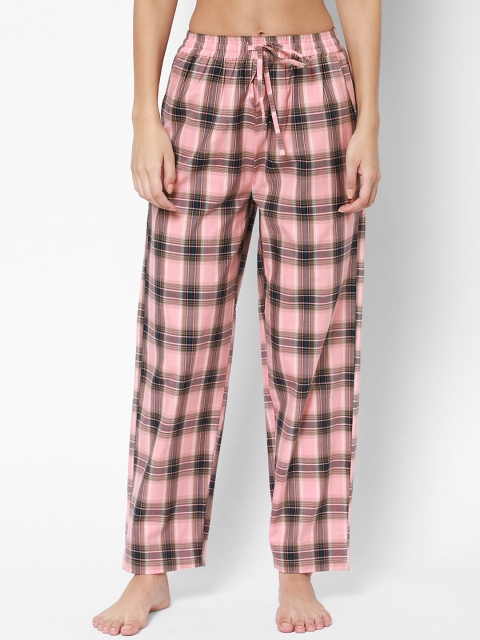 

HOUSE OF KKARMA Women Pink Checked Cotton Lounge Pants