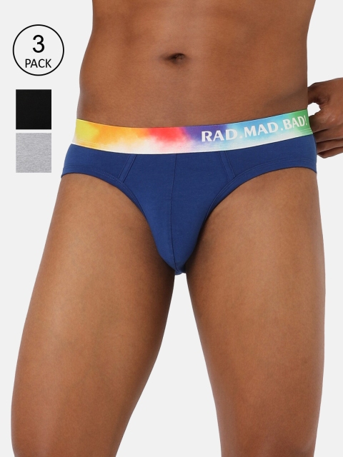 

RAD.MAD.BAD Men Pack Of 3 Antimicrobial Basic Briefs, Black