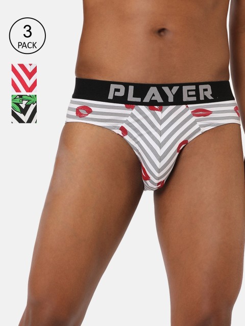 

RAD.MAD.BAD Men Pack Of 3 Striped Anti Microbial Basic Briefs, Black