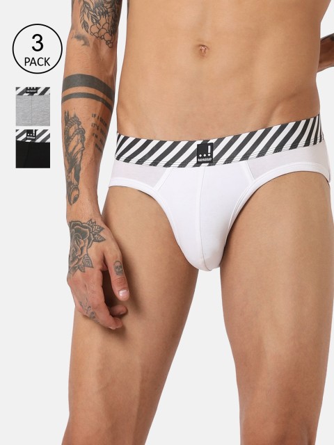 

RAD.MAD.BAD Men Pack Of 3 Mid-Rise Basic Briefs, Black