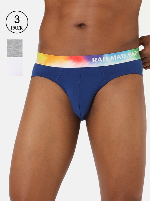 

RAD.MAD.BAD Men Pack Of 3 Solid Basic Briefs, Multi