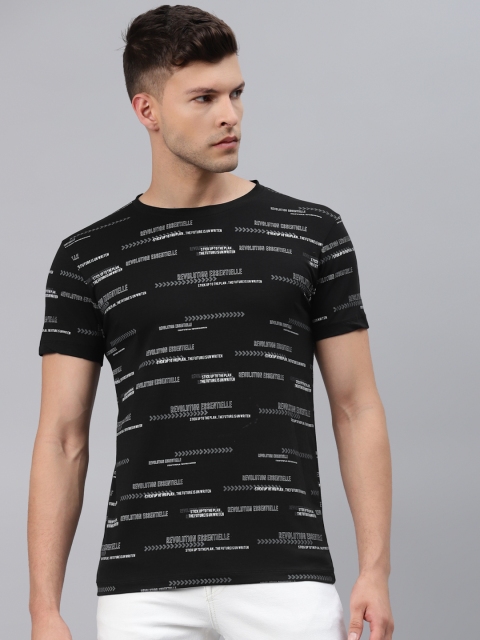 

Pierre Carlo Men Black & White Typography Printed T-shirt